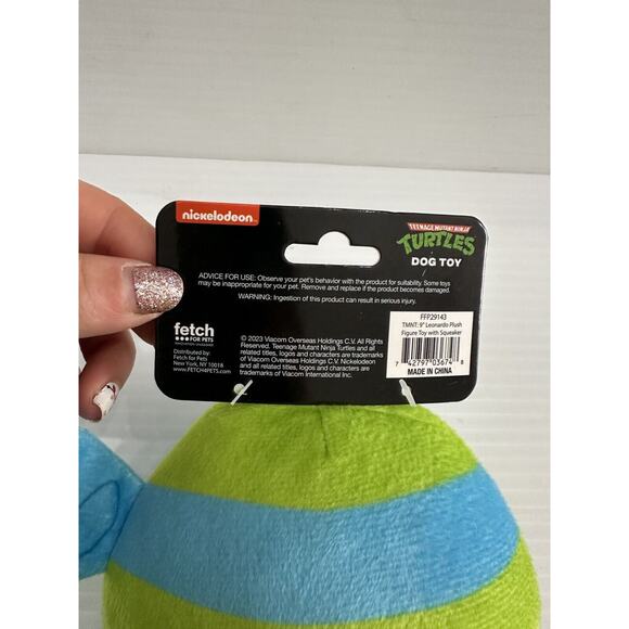 Dog Toy Leonardo Teenage Mutant Ninja Turtles Plush Squeaky TMNT Fetch for Pets - Picture 3 of 4